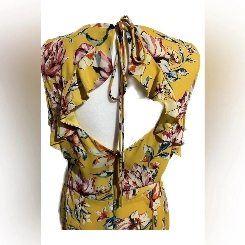 Cactus and clover wrap yellow floral dress large - Picture 6 of 10